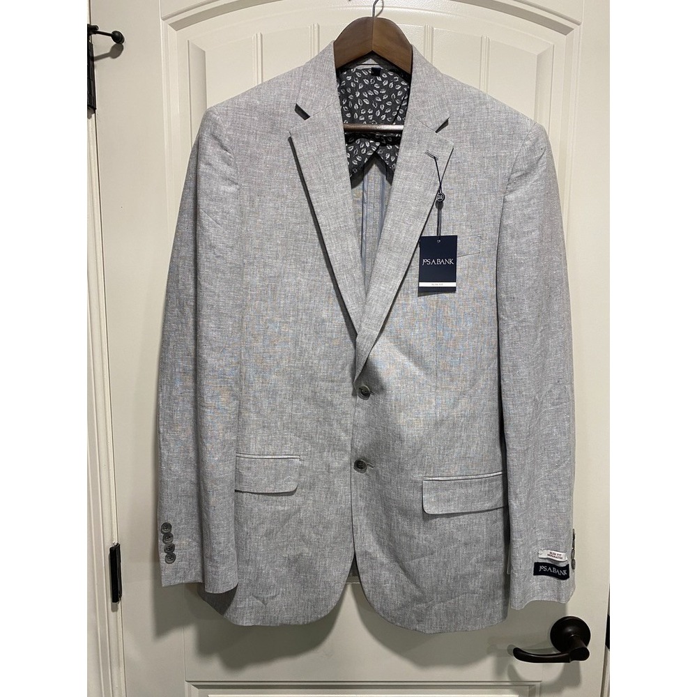 Jos. A. Bank Slim Fit Separates Linen Cotton Coat Blazer 40L Beige Double Vented
